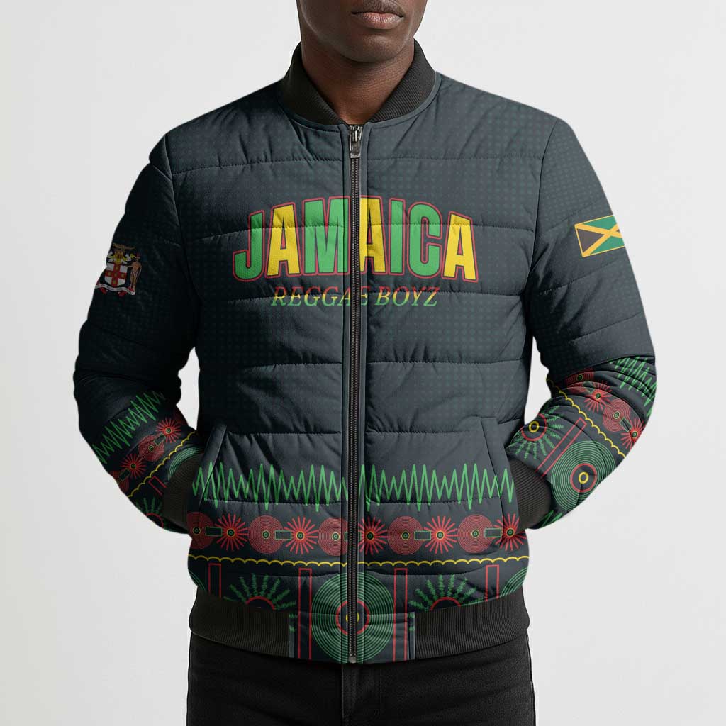 Custom Soccer 2026 Jamaica Bomber Puffer Jacket Reggae Music Spirit