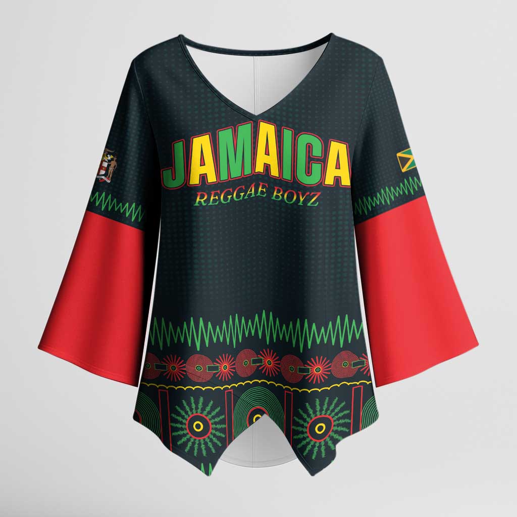Custom Soccer 2026 Jamaica Kimono Sleeve Blouse Reggae Music Spirit