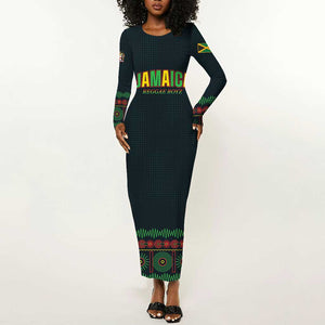 Custom Soccer 2026 Jamaica Long Sleeve Bodycon Dress Reggae Music Spirit