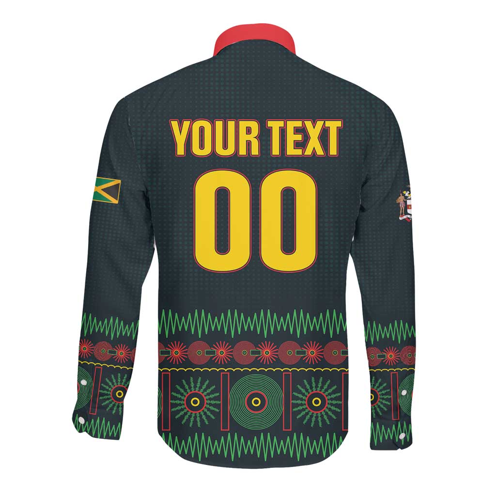 Custom Soccer 2026 Jamaica Long Sleeve Button Shirt Reggae Music Spirit
