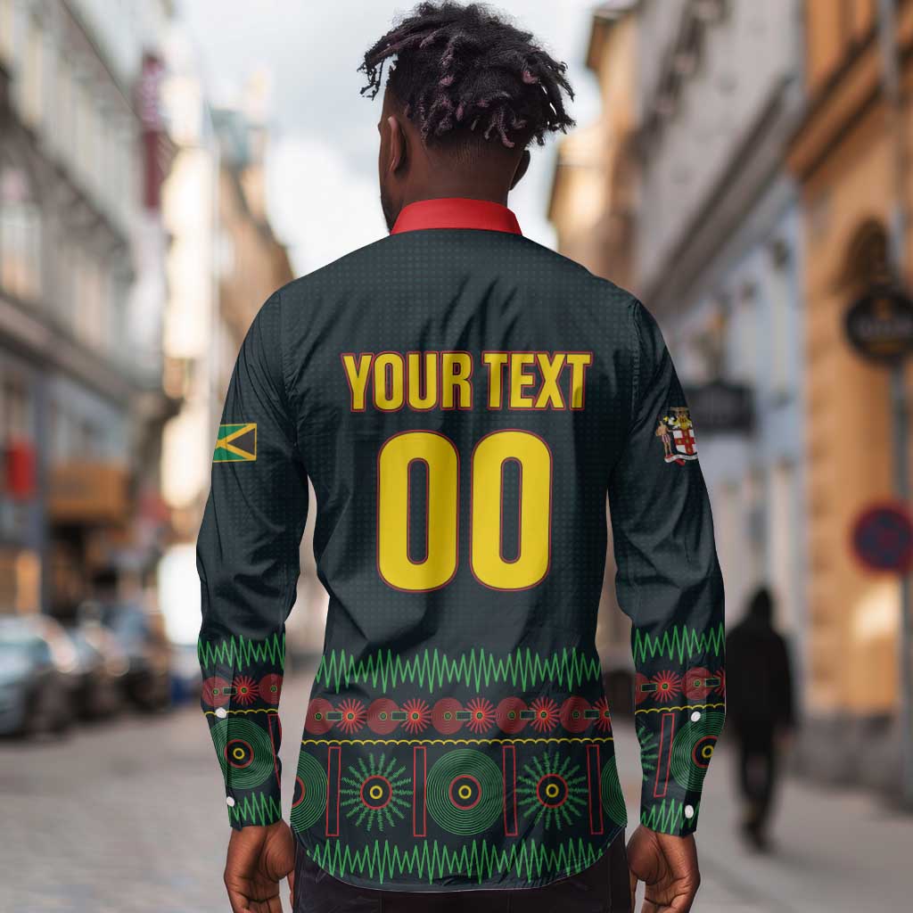 Custom Soccer 2026 Jamaica Long Sleeve Button Shirt Reggae Music Spirit