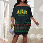 Custom Soccer 2026 Jamaica Off Shoulder Short Dress Reggae Music Spirit