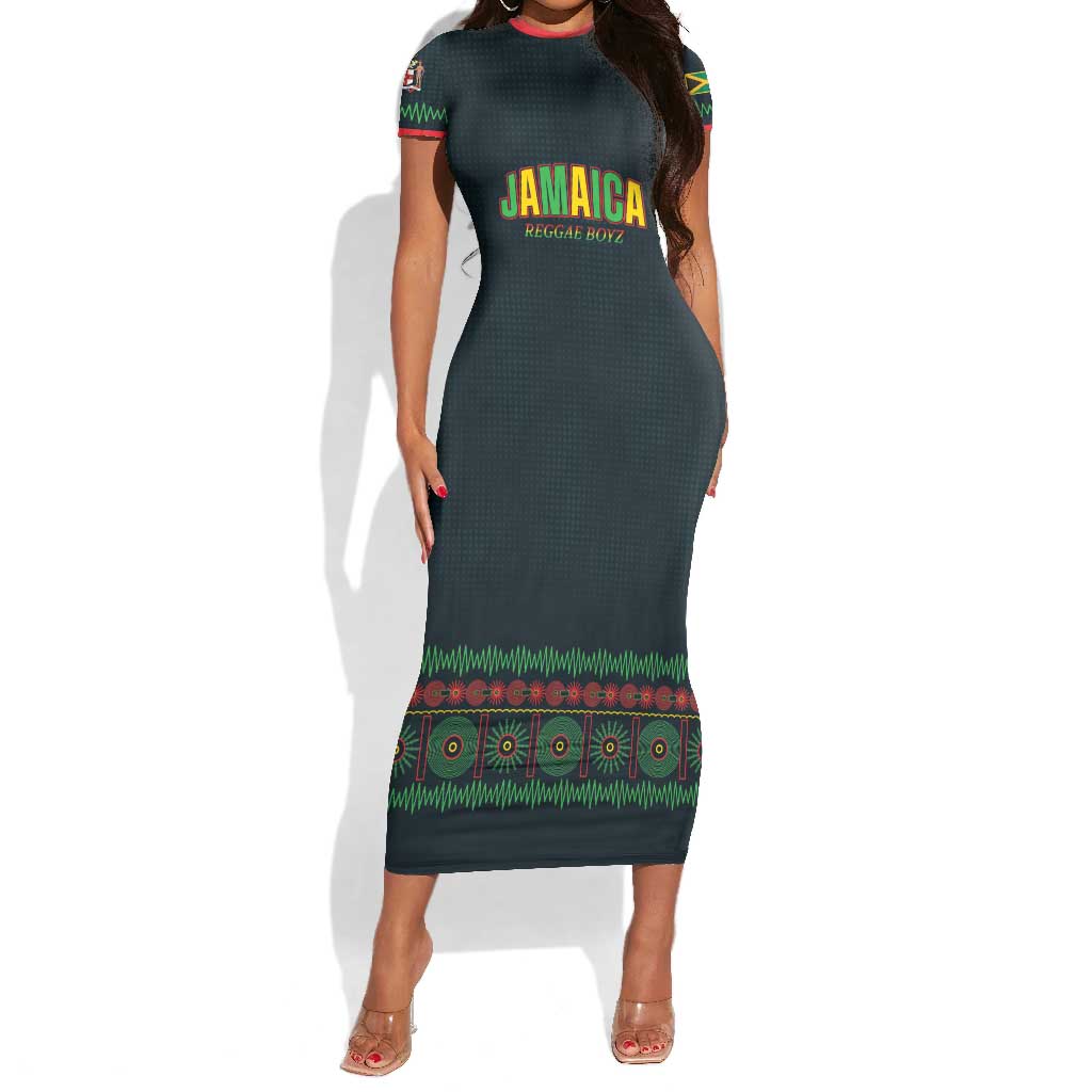 Custom Soccer 2026 Jamaica Short Sleeve Bodycon Dress Reggae Music Spirit