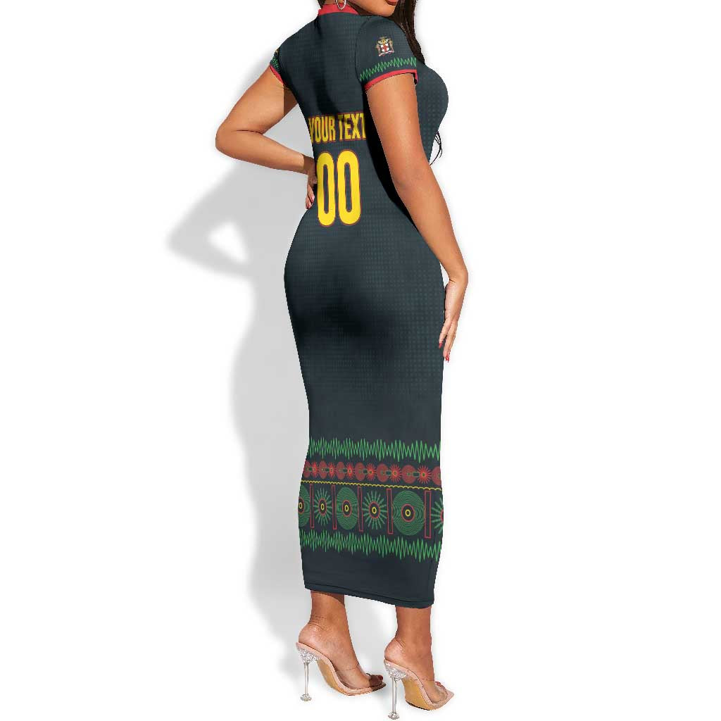 Custom Soccer 2026 Jamaica Short Sleeve Bodycon Dress Reggae Music Spirit
