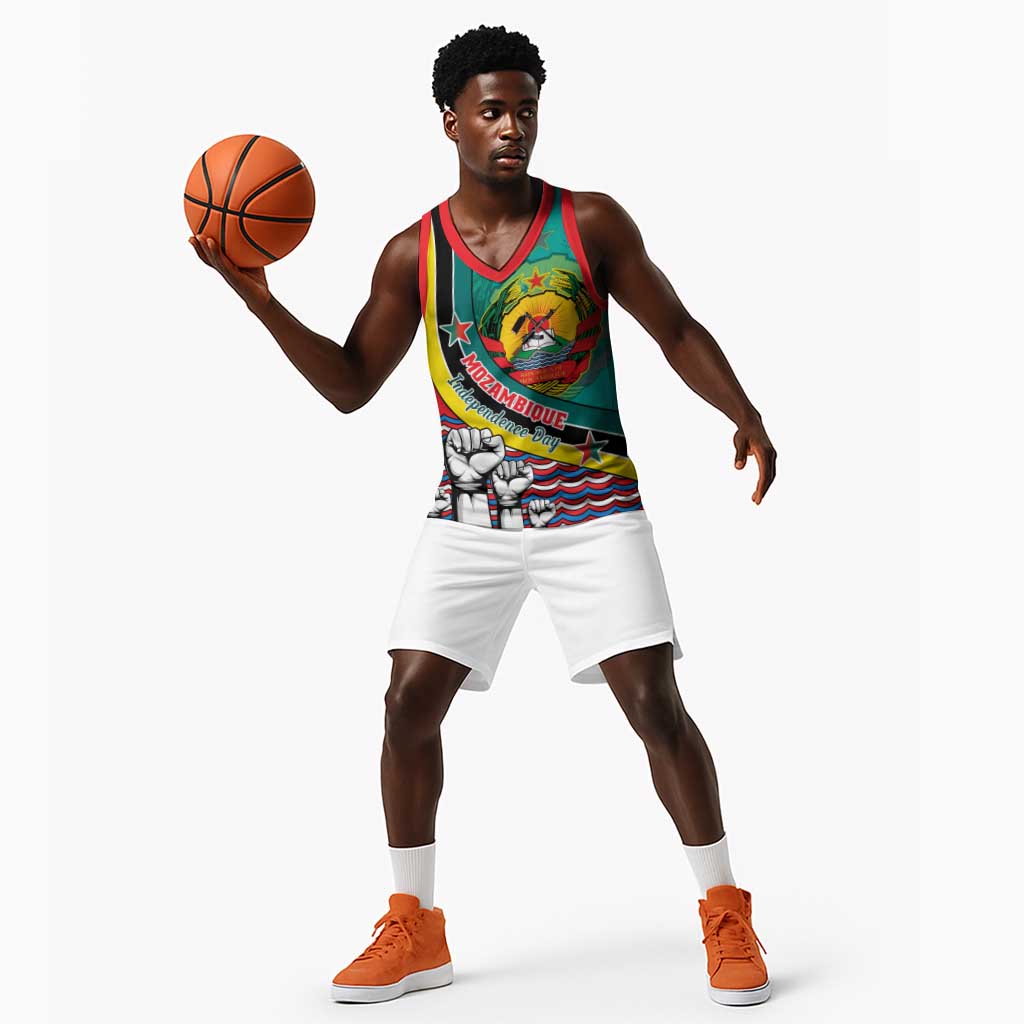 Personalized Mozambique Independence Day Basketball Jersey - June 25, Mozambiki Emblem LT01