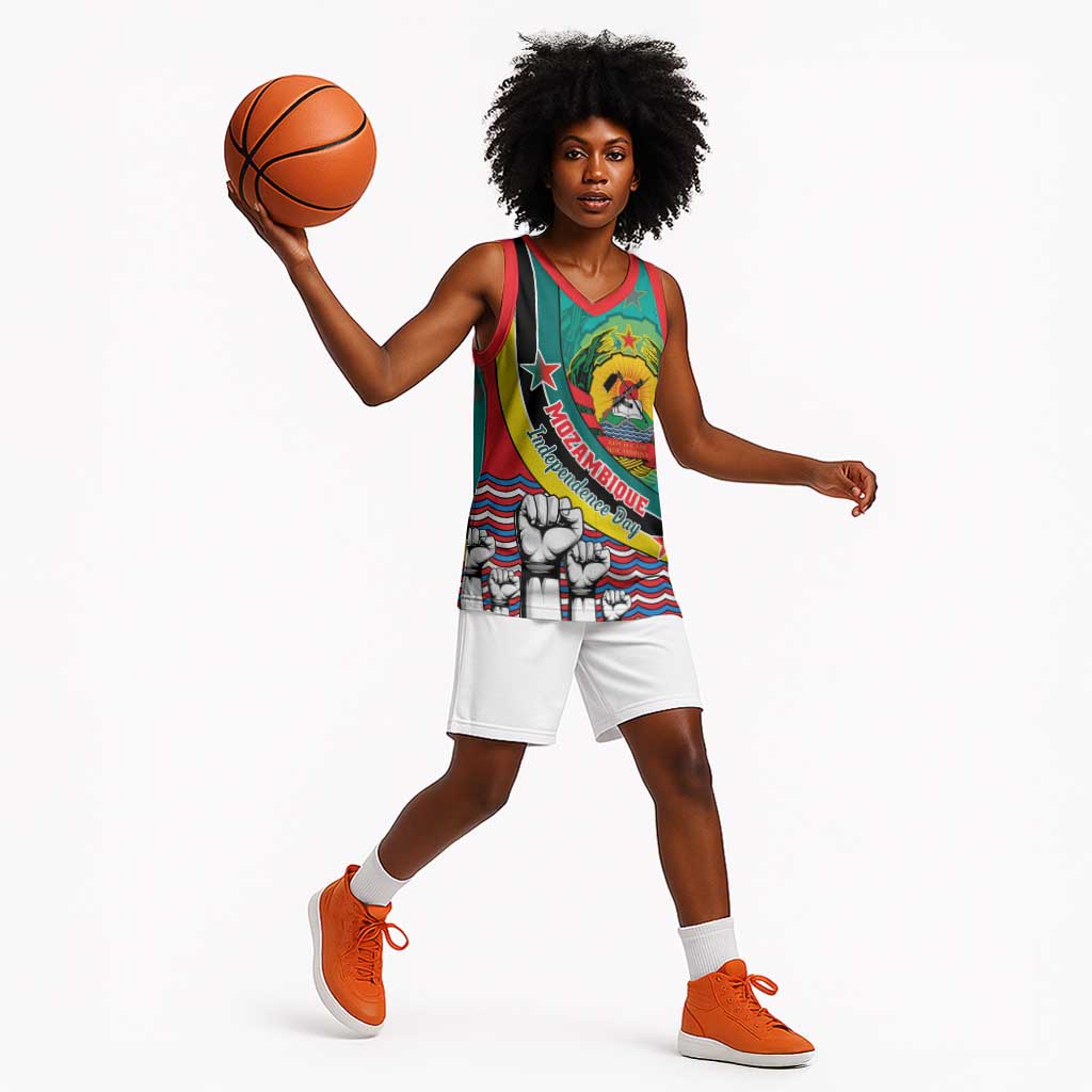 Personalized Mozambique Independence Day Basketball Jersey - June 25, Mozambiki Emblem LT01