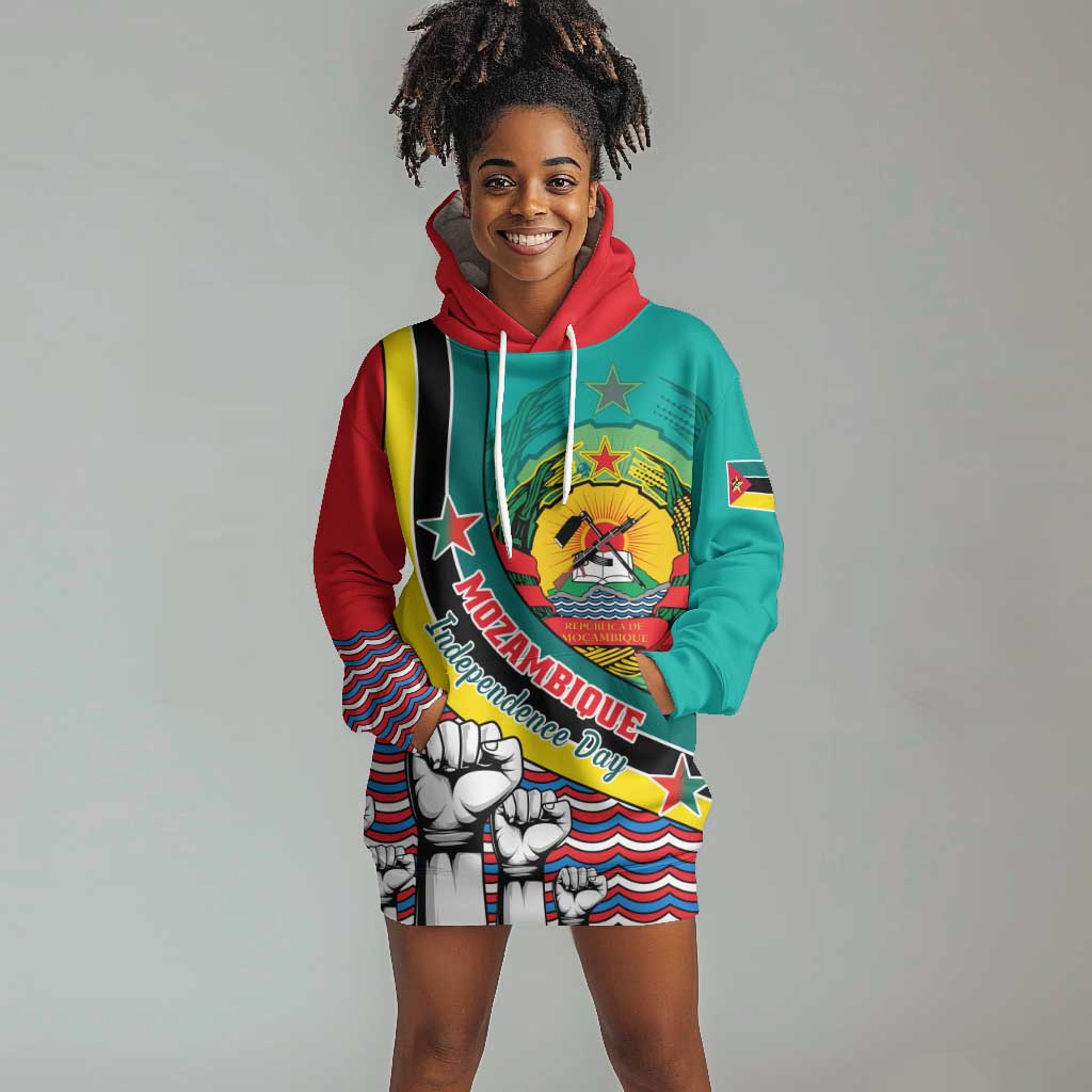 Personalized Mozambique Independence Day Hoodie Dress - June 25, Mozambiki Emblem