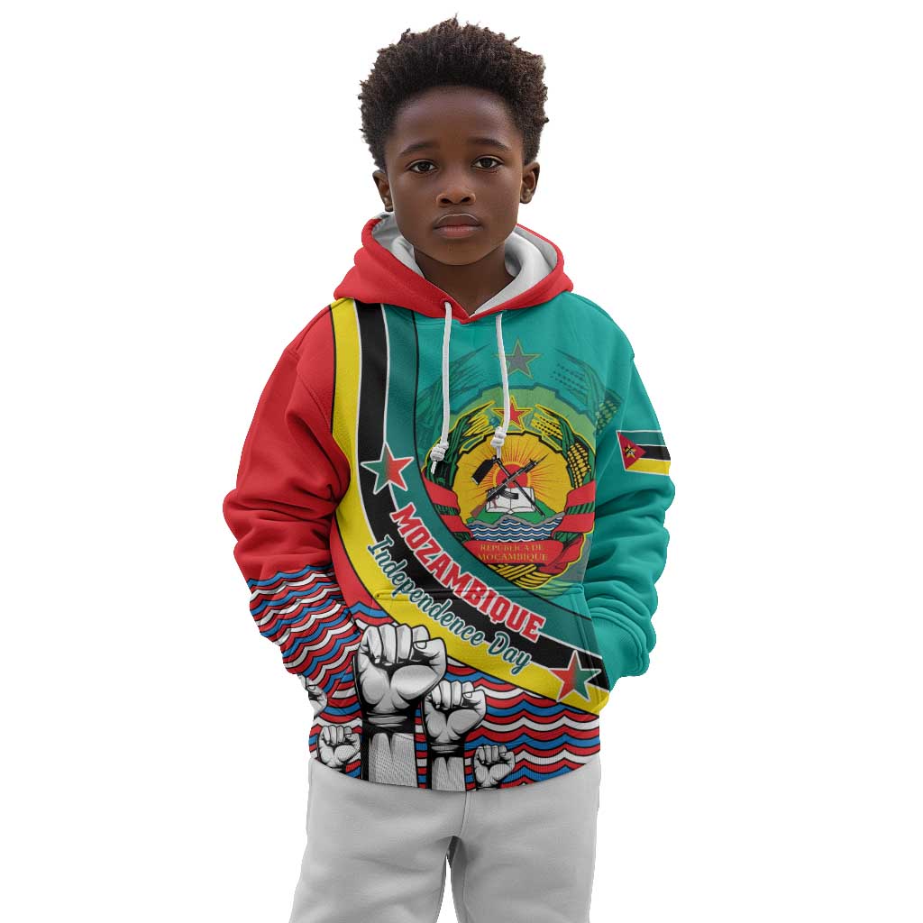 Personalized Mozambique Independence Day Kid Hoodie - June 25, Mozambiki Emblem