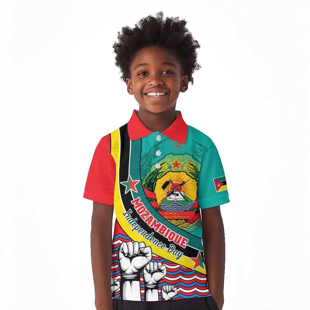 Personalized Mozambique Independence Day Kid Polo Shirt - June 25, Mozambiki Emblem