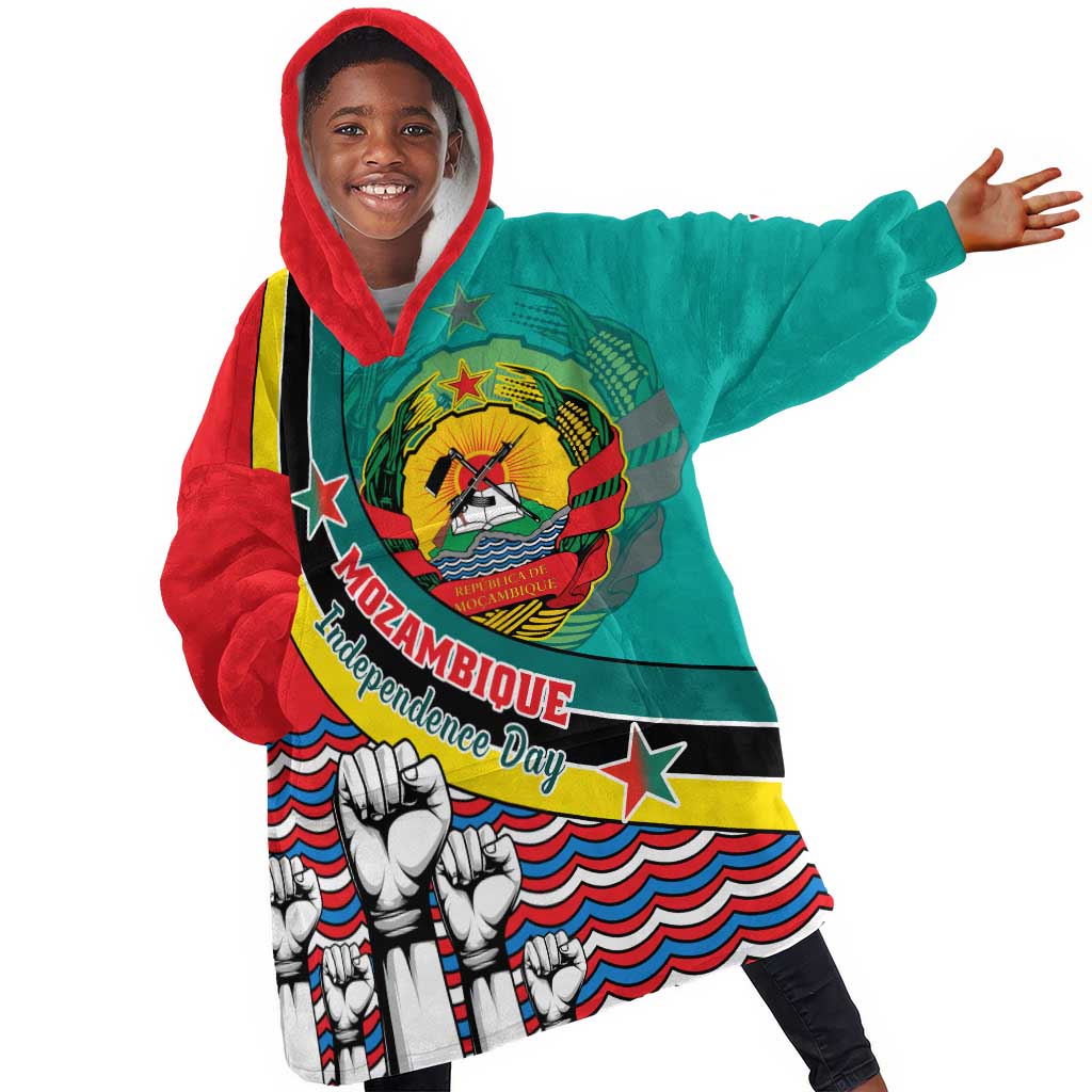 Personalized Mozambique Independence Day KId Wearable Blanket Hoodie - June 25, Mozambiki Emblem