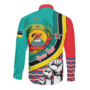 Personalized Mozambique Independence Day Long Sleeve Button Shirt - June 25, Mozambiki Emblem