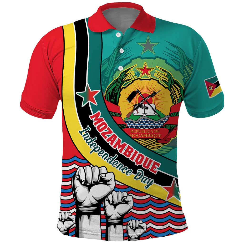 Personalized Mozambique Independence Day Polo Shirt - June 25, Mozambiki Emblem