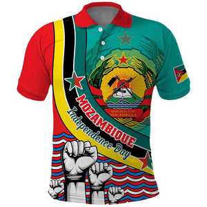 Personalized Mozambique Independence Day Polo Shirt - June 25, Mozambiki Emblem