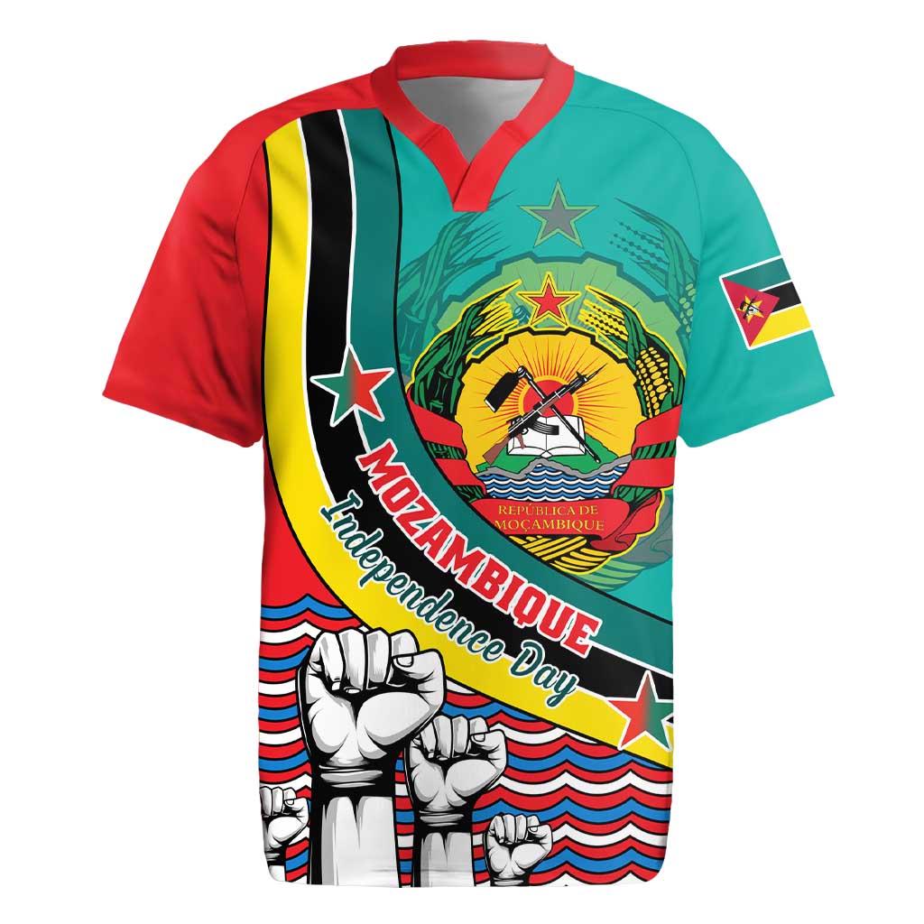 Personalized Mozambique Independence Day Rugby Jersey - June 25, Mozambiki Emblem