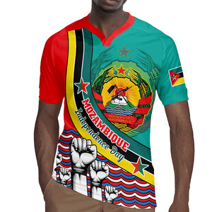 Personalized Mozambique Independence Day Rugby Jersey - June 25, Mozambiki Emblem