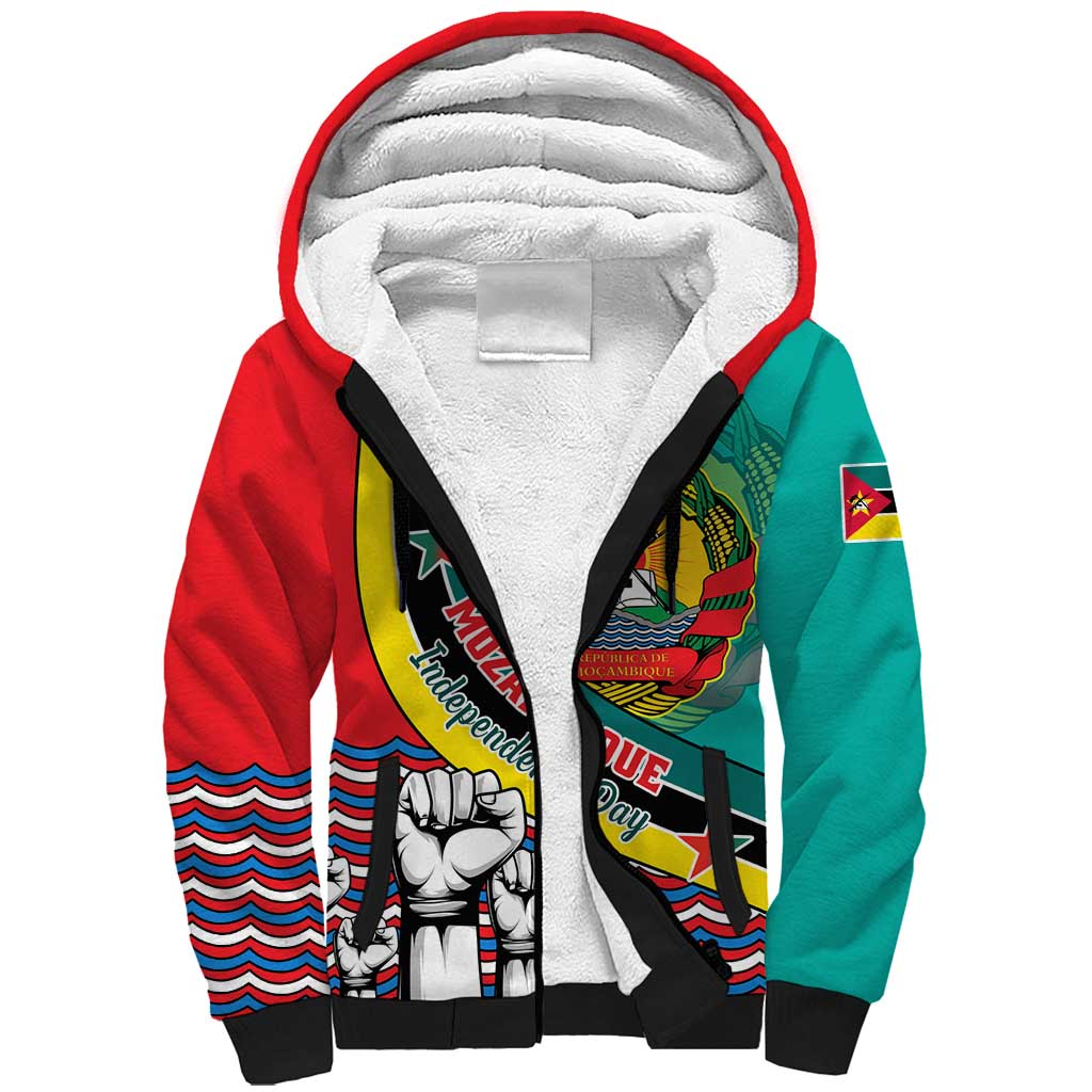 Personalized Mozambique Independence Day Sherpa Hoodie - June 25, Mozambiki Emblem