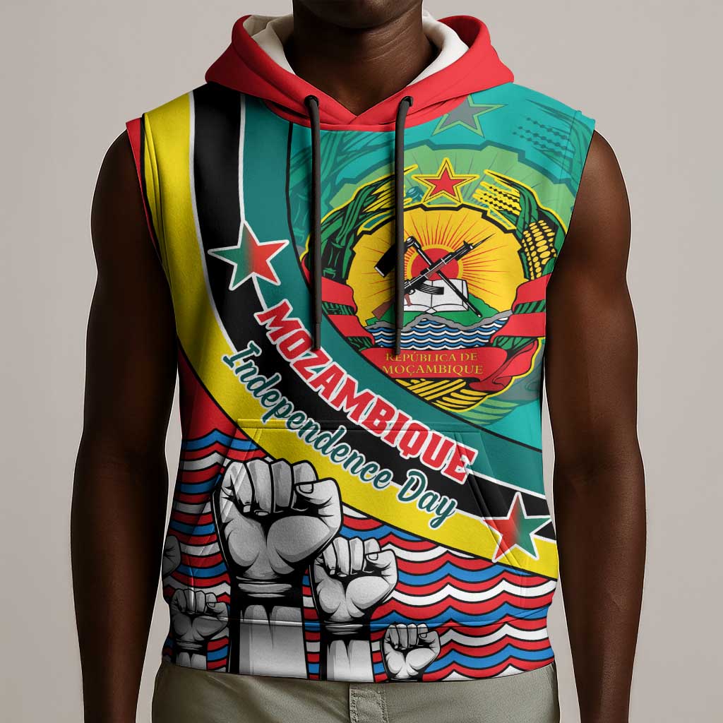 Personalized Mozambique Independence Day Sleeveless Hoodie - June 25, Mozambiki Emblem - African Pride