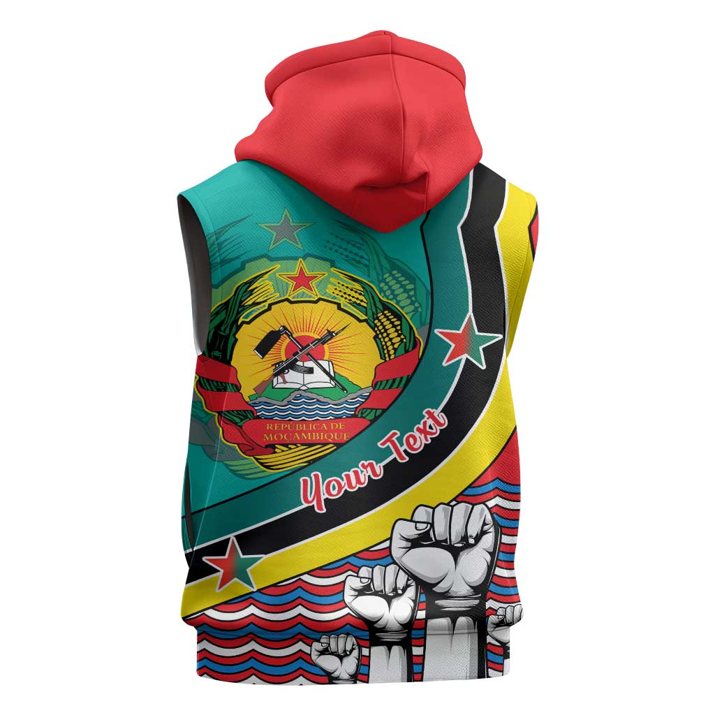Personalized Mozambique Independence Day Sleeveless Zip Hoodie - June 25, Mozambiki Emblem - African Pride