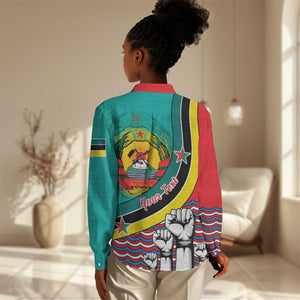 Personalized Mozambique Independence Day Women Casual Shirt - June 25, Mozambiki Emblem