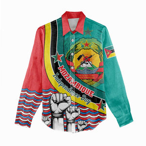 Personalized Mozambique Independence Day Women Casual Shirt - June 25, Mozambiki Emblem