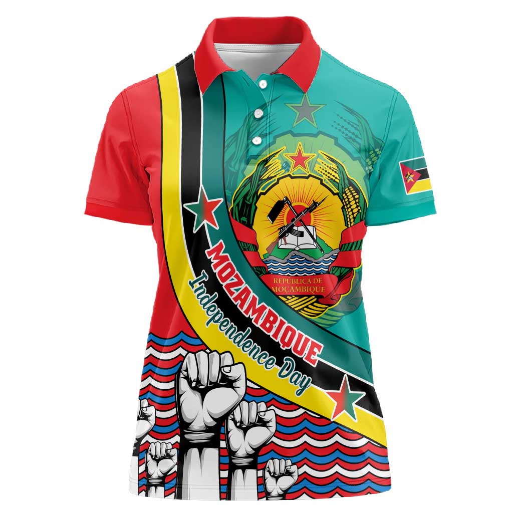 Personalized Mozambique Independence Day Women Polo Shirt - June 25, Mozambiki Emblem