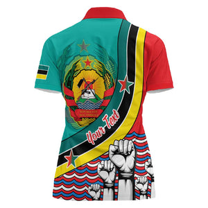 Personalized Mozambique Independence Day Women Polo Shirt - June 25, Mozambiki Emblem