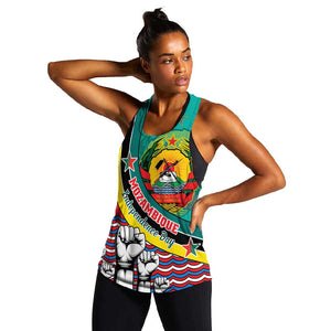 Personalized Mozambique Independence Day Women Racerback Tank - June 25, Mozambiki Emblem