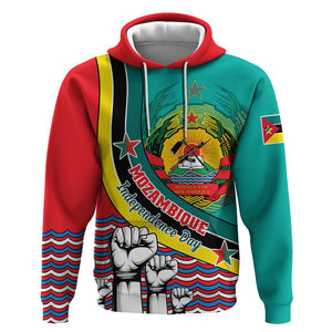 Personalized Mozambique Independence Day Zip Hoodie - June 25, Mozambiki Emblem