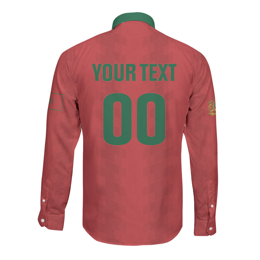 Custom Morocco 2026 Football Long Sleeve Button Shirt Atlas Lionesses Born Winners