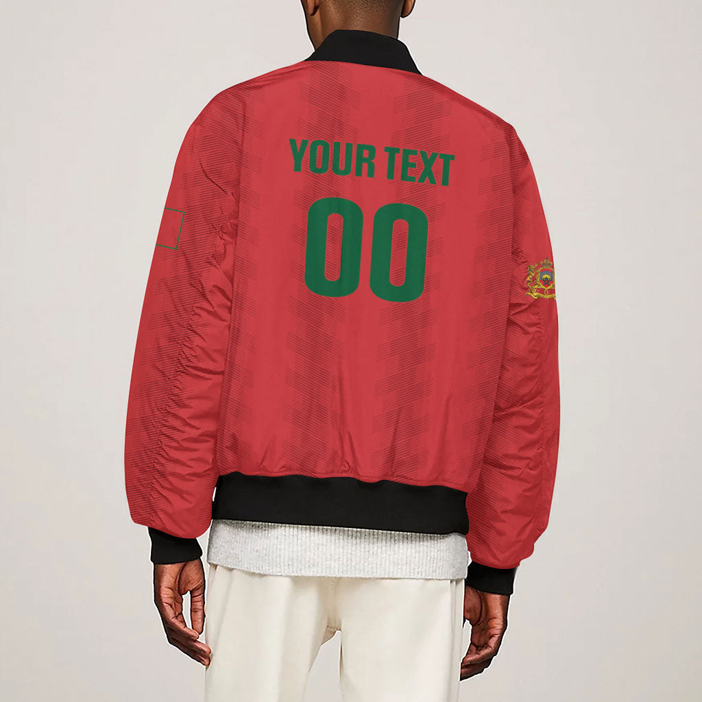 Custom Morocco 2026 Football Sleeve Zip Bomber Jacket Atlas Lionesses Born Winners