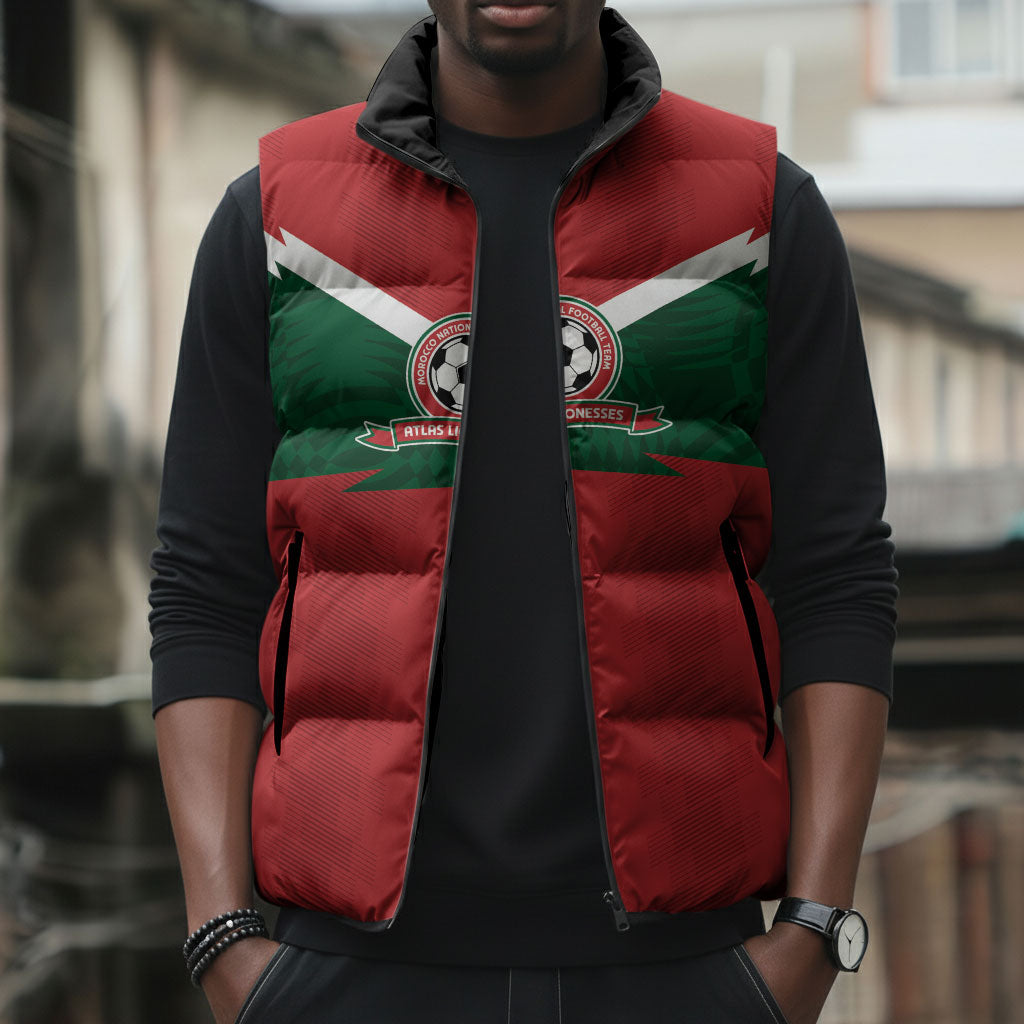 Custom Morocco 2026 Football Sleeveless Puffer Jacket Atlas Lionesses Born Winners