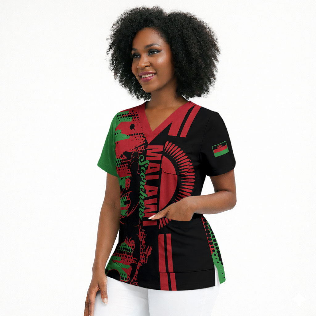 Custom Malawi 2026 Football Scrub Top Go Scorchers Go Champions