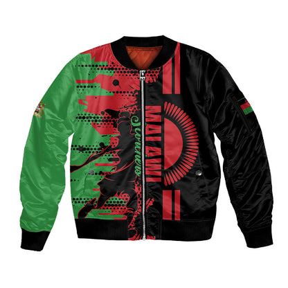 Custom Malawi 2026 Football Sleeve Zip Bomber Jacket Go Scorchers Go Champions