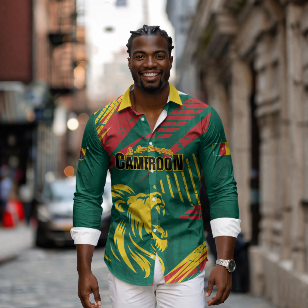 Custom Cameroon 2026 Football Long Sleeve Button Shirt Les Lionnes Indomptables