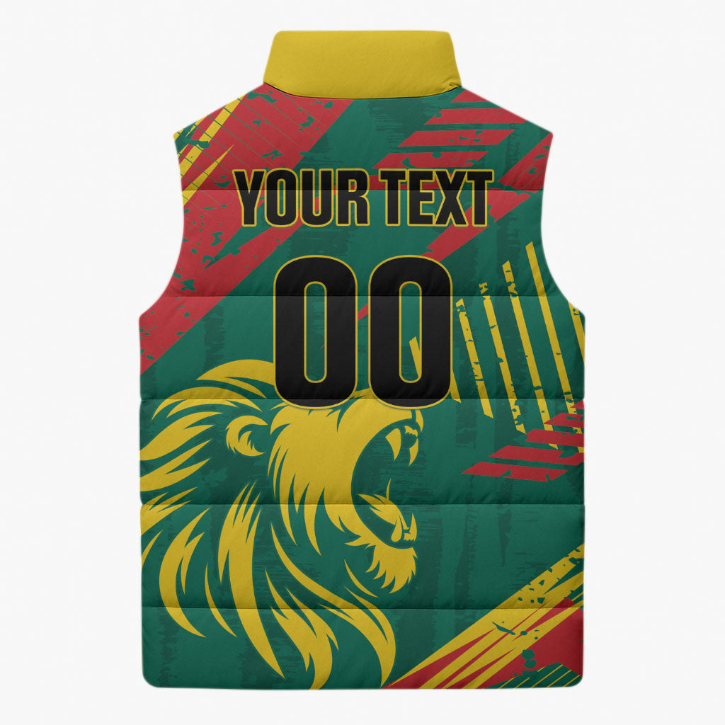 Custom Cameroon 2026 Football Sleeveless Puffer Jacket Les Lionnes Indomptables