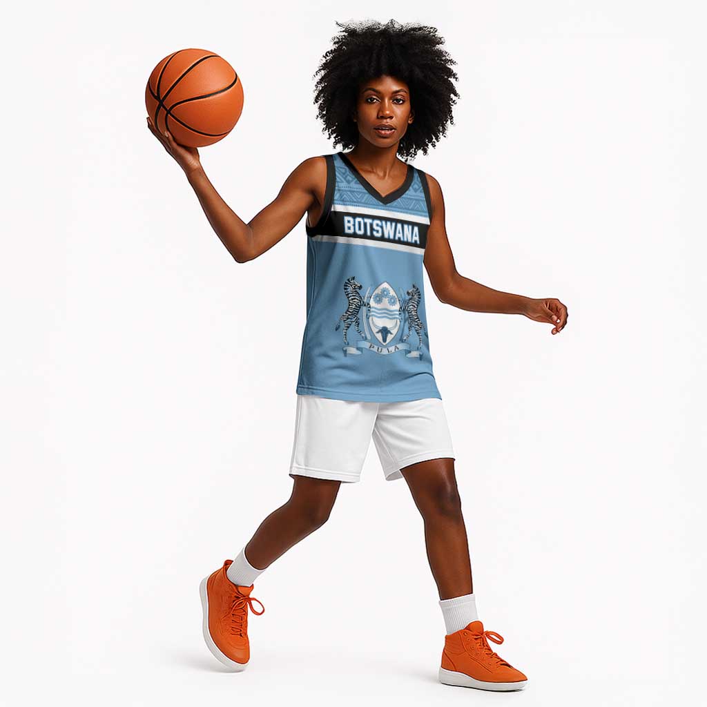 Personalized Botswana Basketball Jersey with Tswana Pula and African Pattern LT01