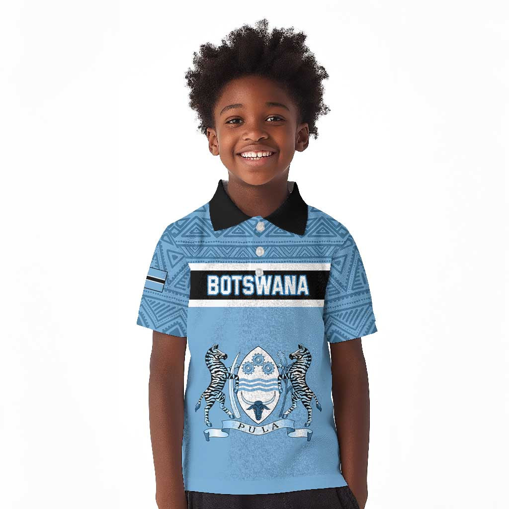 Personalized Botswana Kid Polo Shirt with Tswana Pula and African Pattern