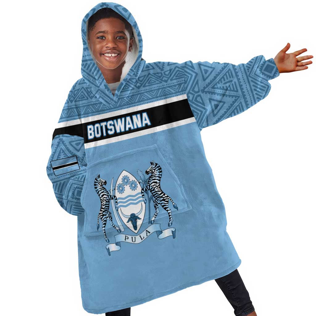 Personalized Botswana KId Wearable Blanket Hoodie with Tswana Pula and African Pattern