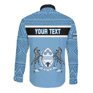 Personalized Botswana Long Sleeve Button Shirt with Tswana Pula and African Pattern