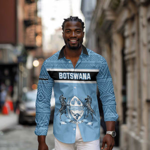 Personalized Botswana Long Sleeve Button Shirt with Tswana Pula and African Pattern