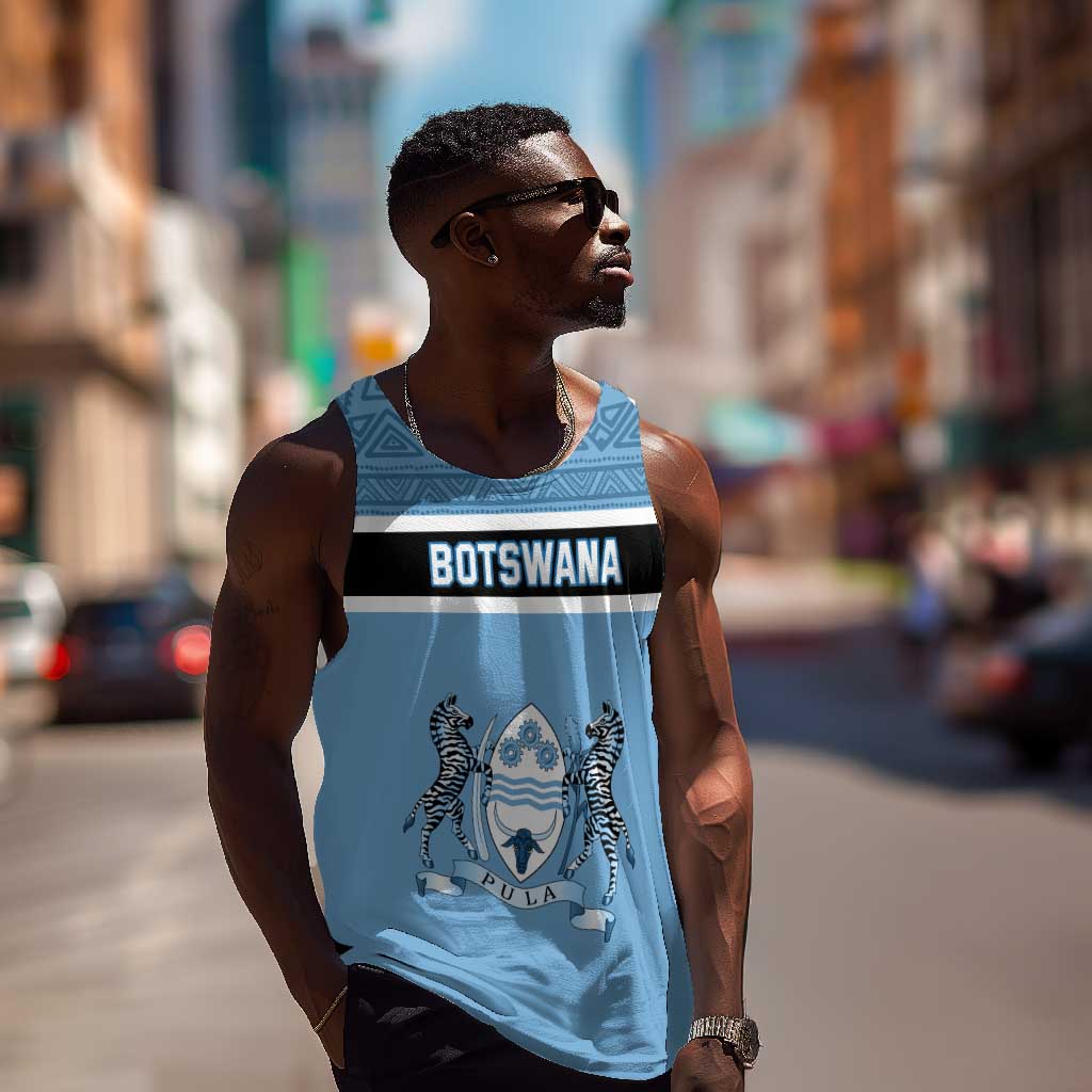 Personalized Botswana Men Tank Top with Tswana Pula and African Pattern