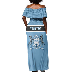 Personalized Botswana Off Shoulder Maxi Dress with Tswana Pula and African Pattern