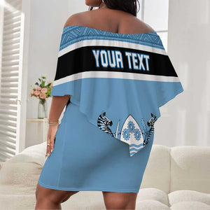 Personalized Botswana Off Shoulder Short Dress with Tswana Pula and African Pattern LT01