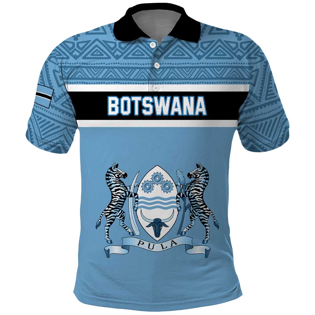 Personalized Botswana Polo Shirt with Tswana Pula and African Pattern