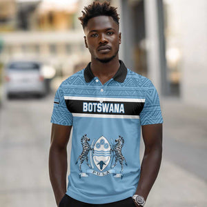 Personalized Botswana Polo Shirt with Tswana Pula and African Pattern