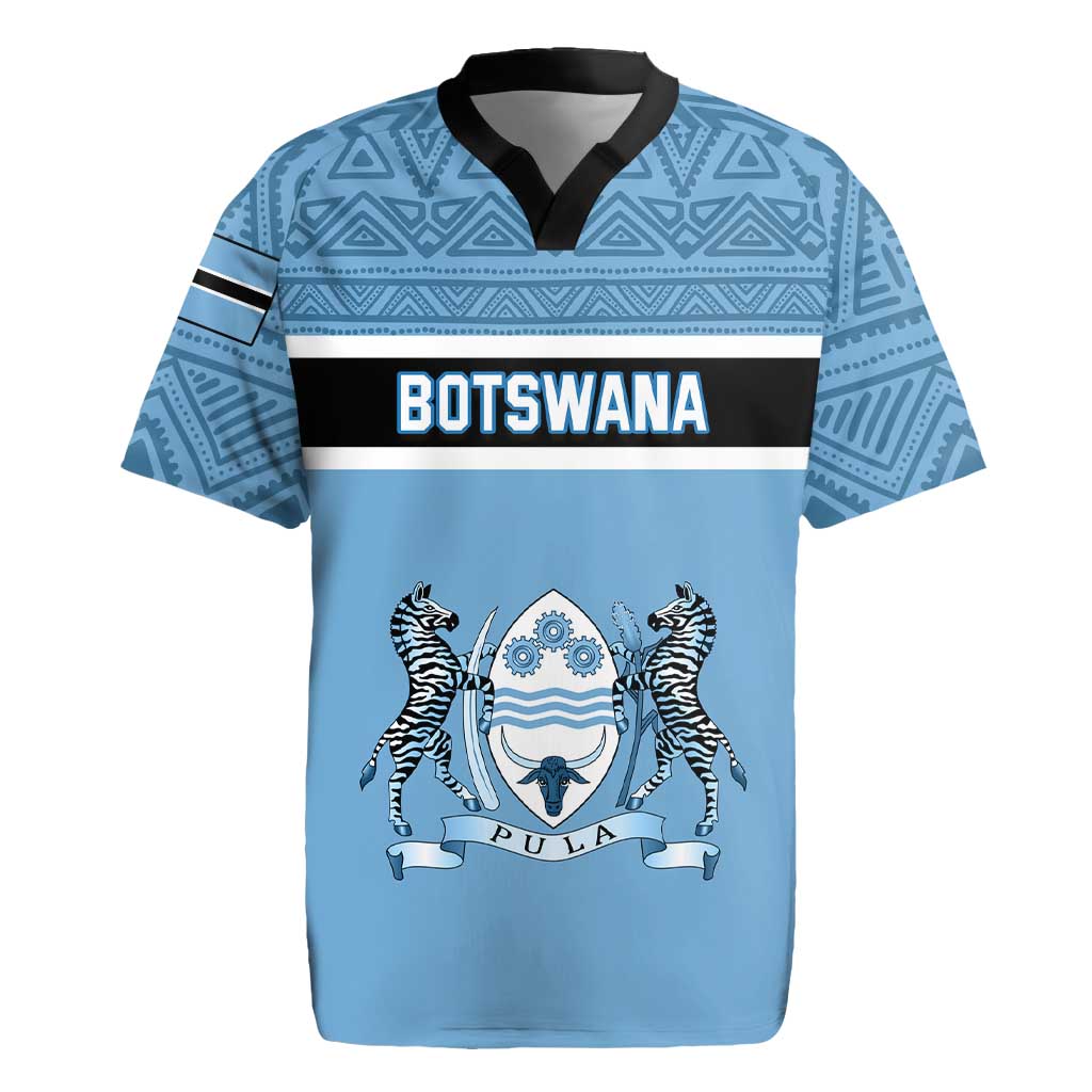 Personalized Botswana Rugby Jersey with Tswana Pula and African Pattern