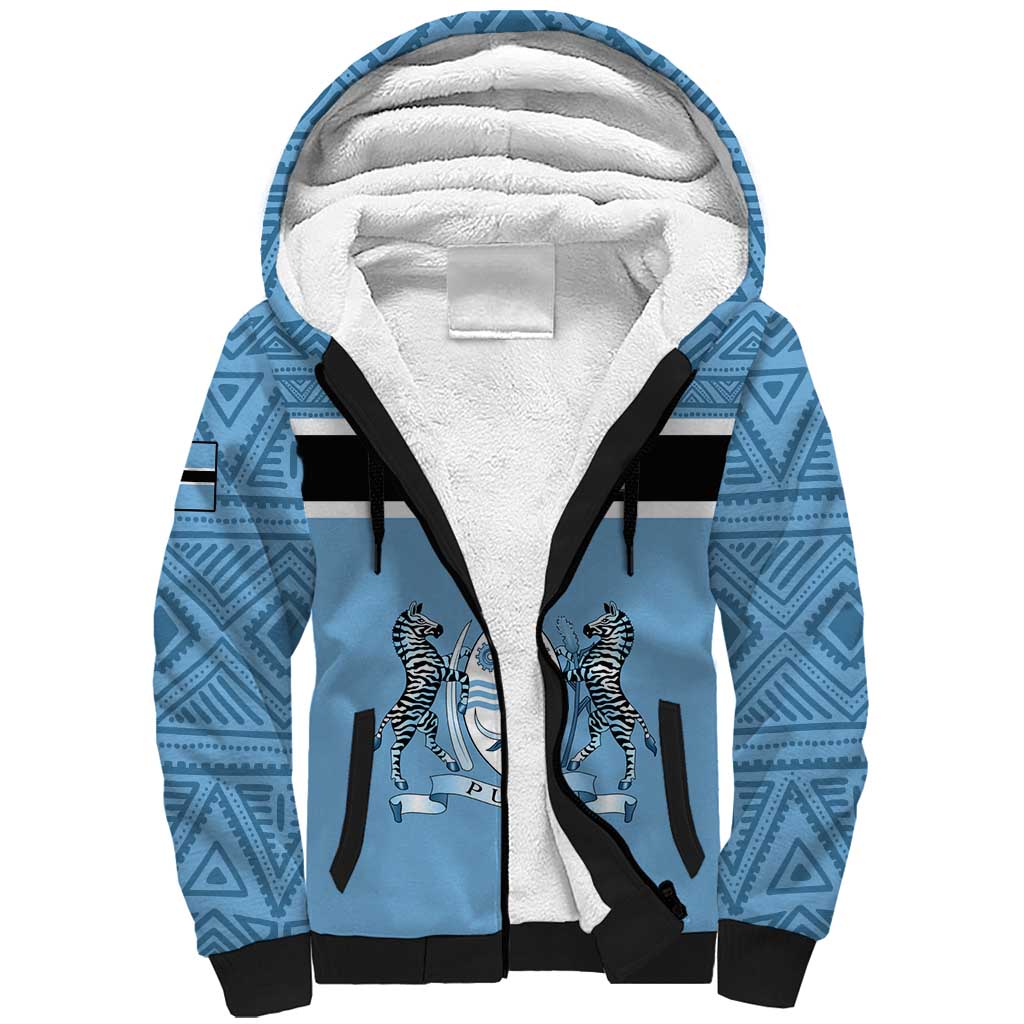 Personalized Botswana Sherpa Hoodie with Tswana Pula and African Pattern