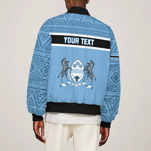 Personalized Botswana Sleeve Zip Bomber Jacket with Tswana Pula and African Pattern