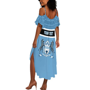 Personalized Botswana Summer Maxi Dress with Tswana Pula and African Pattern