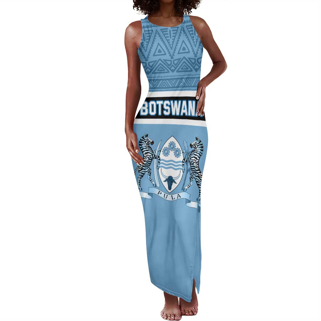 Personalized Botswana Tank Maxi Dress with Tswana Pula and African Pattern